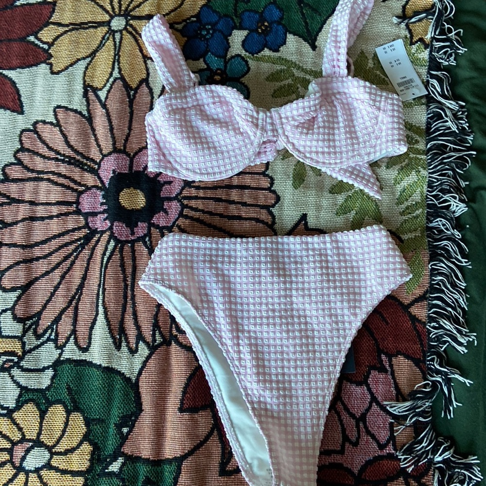 NWT Abercrombie & Fitch High Waisted Pink Gingham Bikini